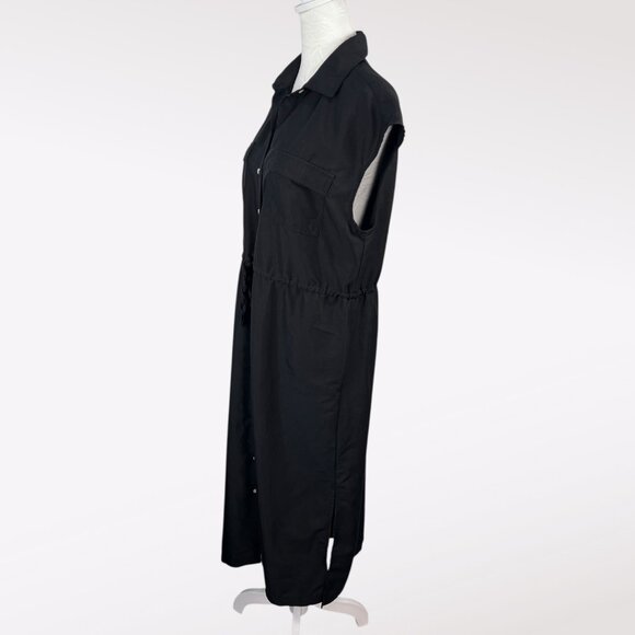 Old Navy Black Button Maxi Dress Shirt Style Drawstring Waist Small - Picture 4 of 7